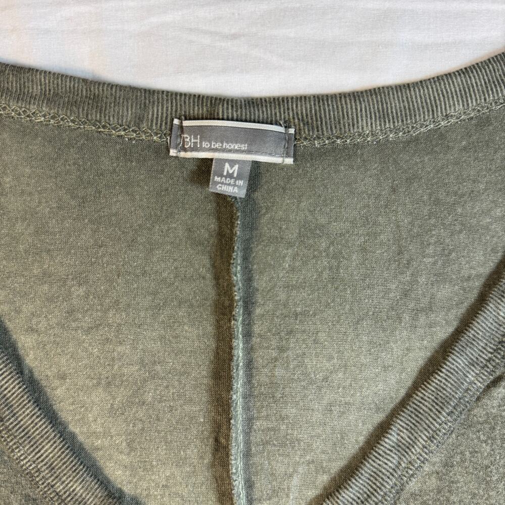 TBH To Be Honest Womens Medium Green Dirty Wash Tunic Tank Top NWT - Picture 3 of 8
